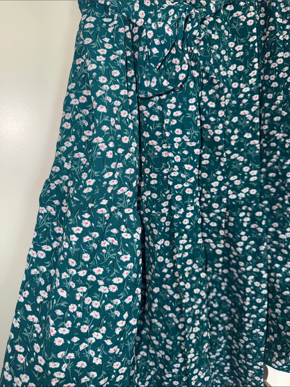 Teal Floral Short Sleeve Dress - Picture 4 of 4